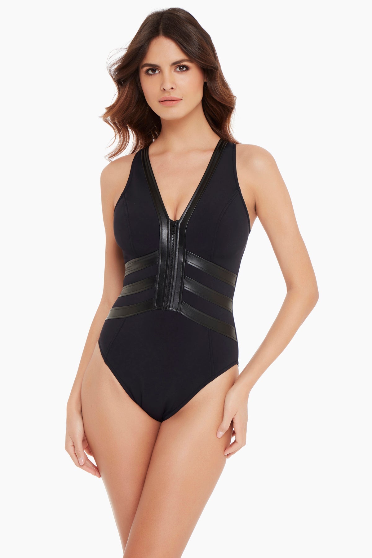 Miraclesuit Black Magicsuit Moto Chic Sean One Piece Swimsuit