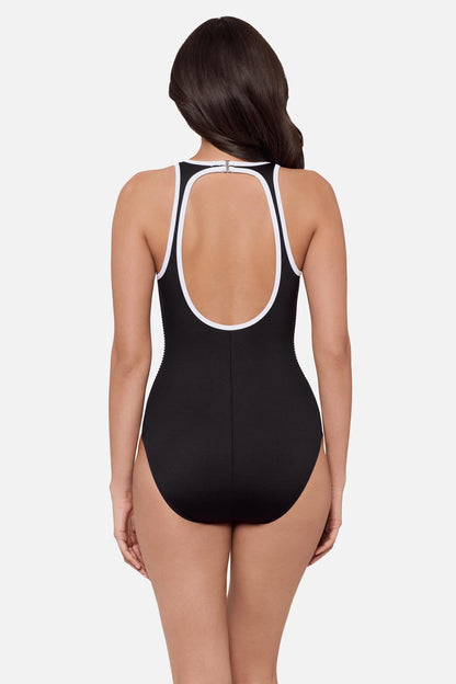 Miraclesuit Black/White Beachcomber One Piece in Liquid Sculpt