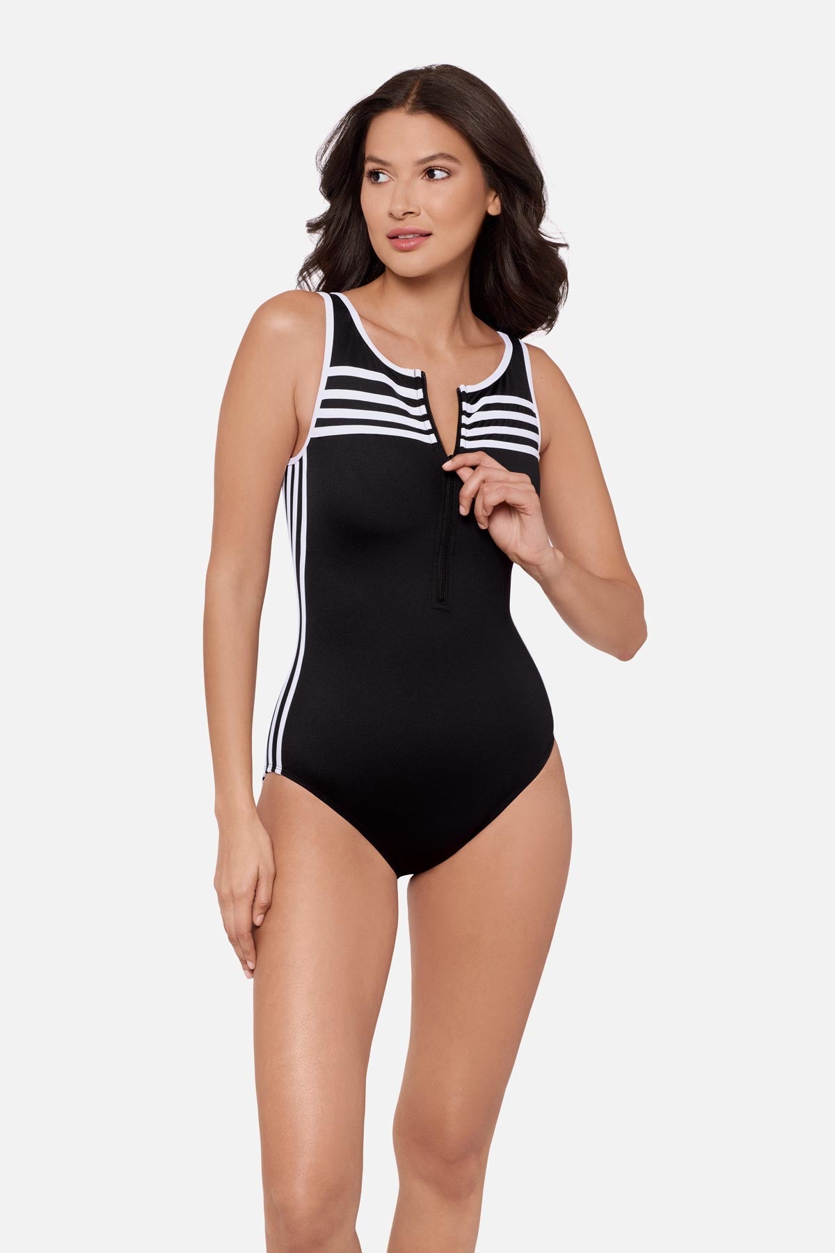 Miraclesuit Black/White Speed One Piece in Liquid Sculpt