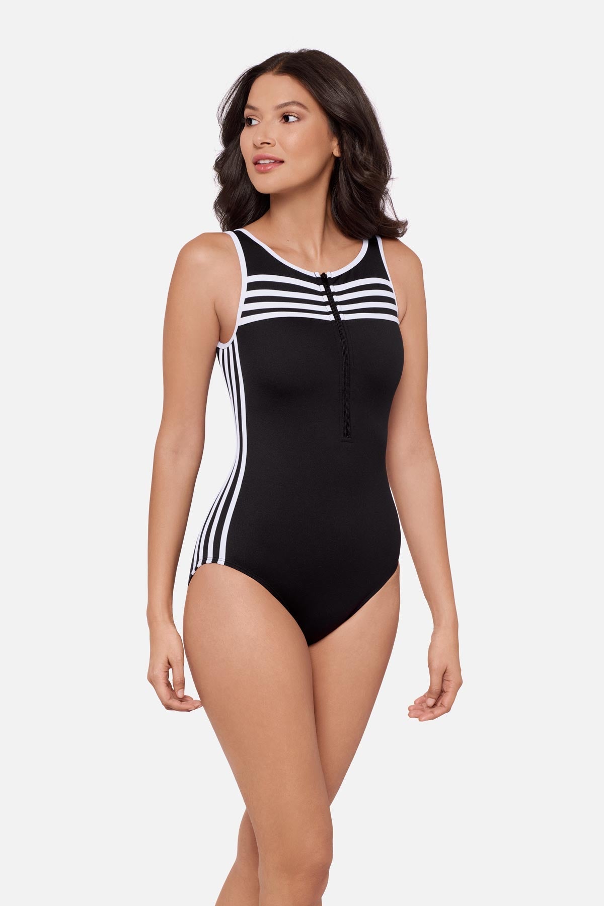 Miraclesuit Black/White Speed One Piece in Liquid Sculpt