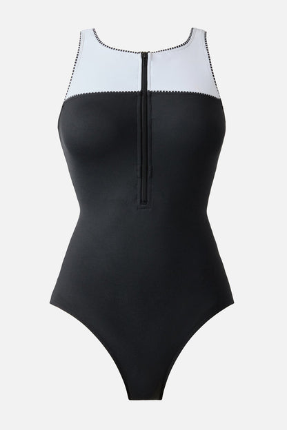 Miraclesuit Black/White Zinger One Piece in Liquid Sculpt