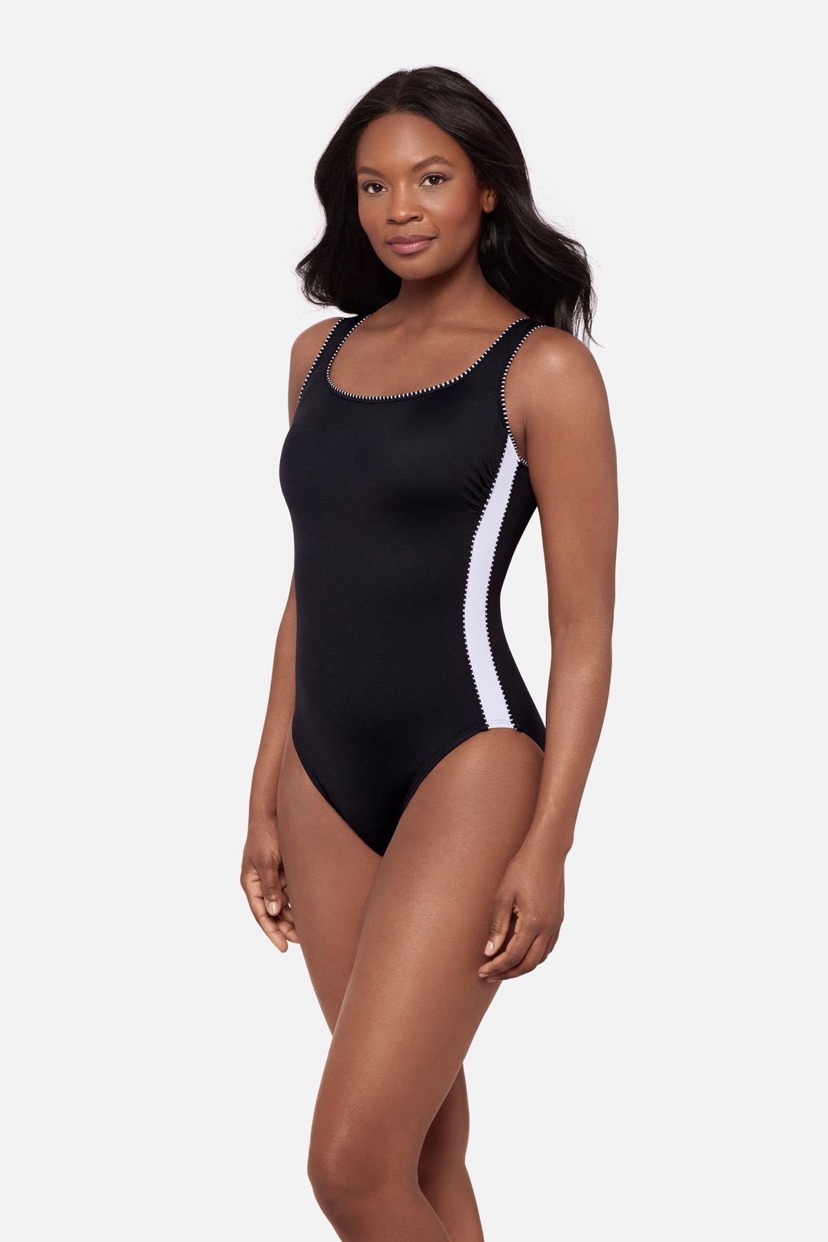Miraclesuit Black/White Reflex One Piece in Liquid Sculpt