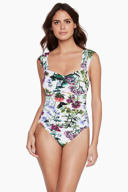 Miraclesuit White/Multi Bathing Suit With Tummy Control - Magicsuit Modern Romance Natalie