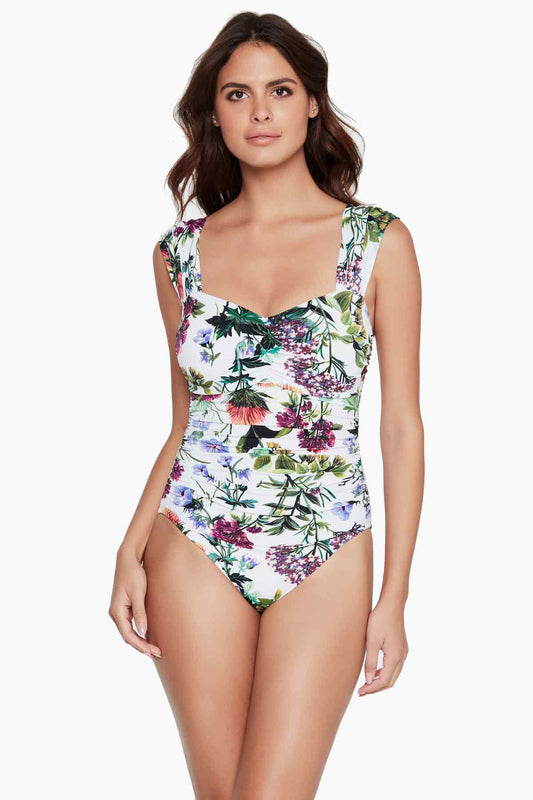 Miraclesuit White/Multi Bathing Suit With Tummy Control - Magicsuit Modern Romance Natalie