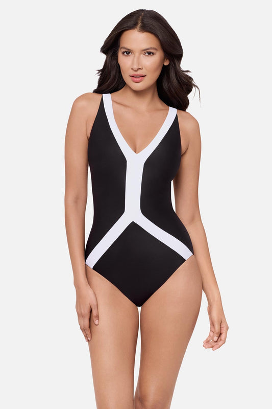 Miraclesuit Black/White Deux One Piece in Spectra
