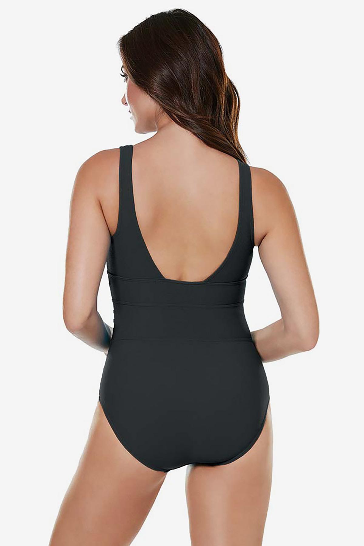 Miraclesuit Black Square Neck Bandit One Piece Swimsuit