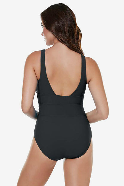 Miraclesuit Black Square Neck Bandit One Piece Swimsuit