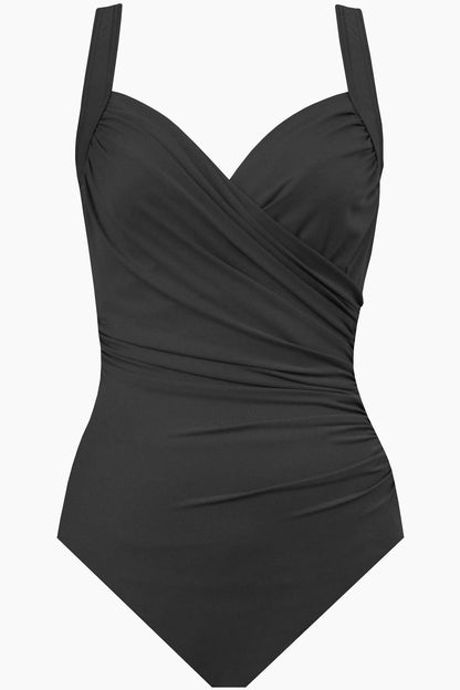 Miraclesuit Black Long Torso Must Haves Sanibel One Piece Swimsuit