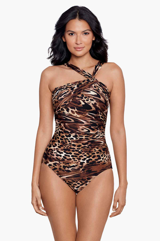 Miraclesuit Black/Multi Ocicat Europa One Piece Swimsuit