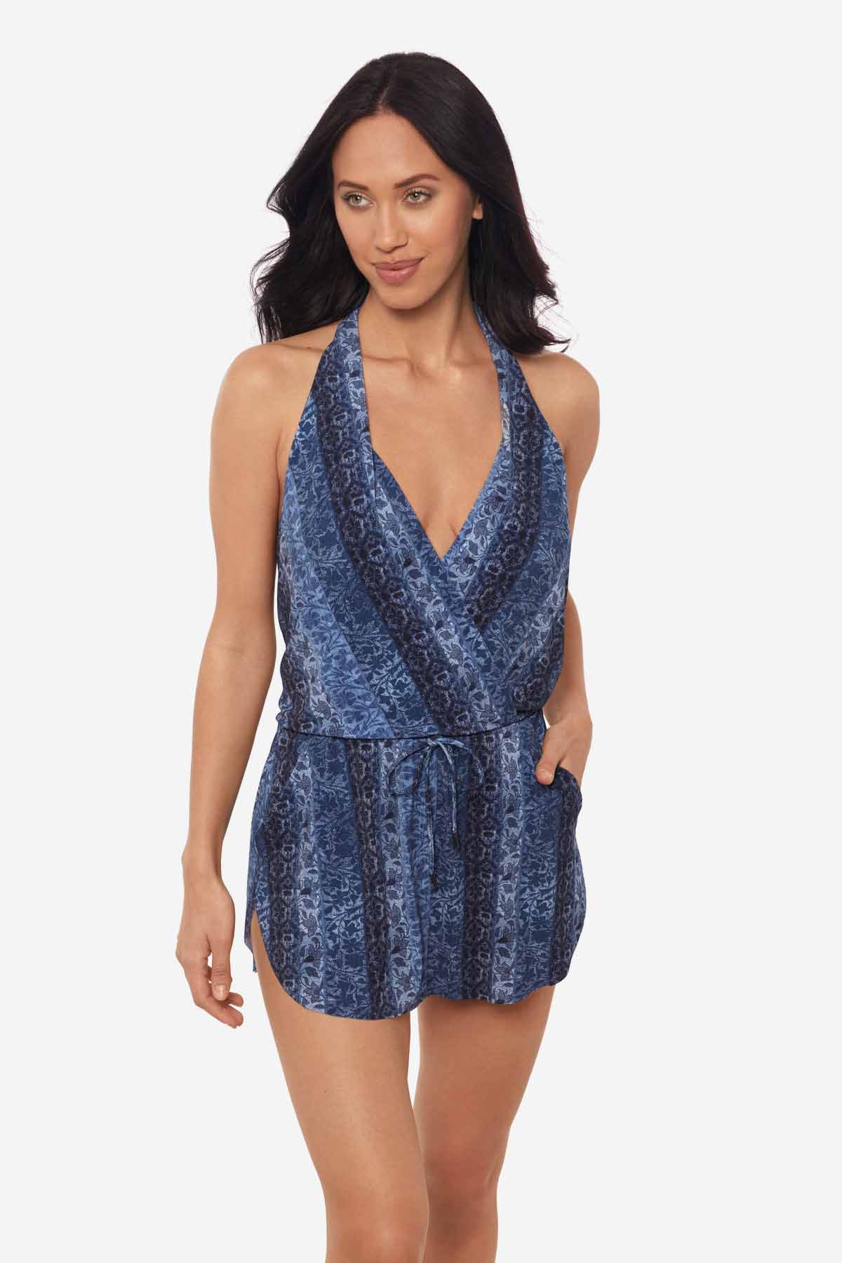 Miraclesuit Blue/Multi Magicsuit Via Roma Ellie One Piece Swimdress