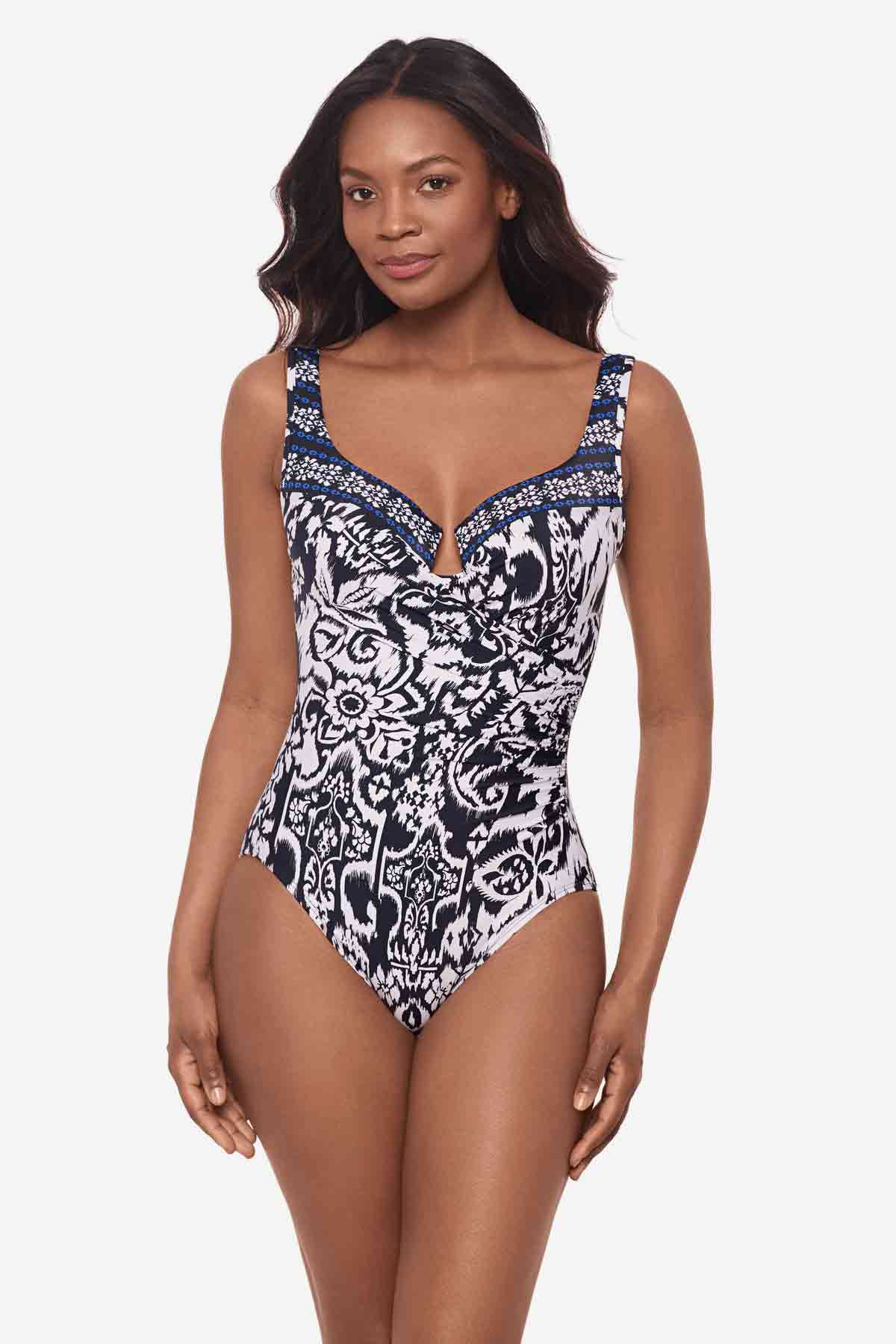 Miraclesuit Midnight/White Talavera Escape One Piece Swimsuit