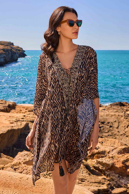 Miraclesuit Black/Multi Topkapi Caftan Swim Cover Up