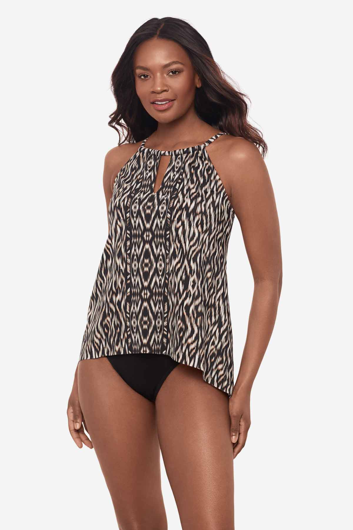 Miraclesuit Black/Multi Topkapi Peephole Tankini Top