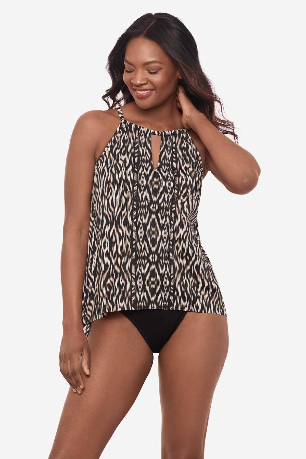 Miraclesuit Black/Multi Topkapi Peephole Tankini Top