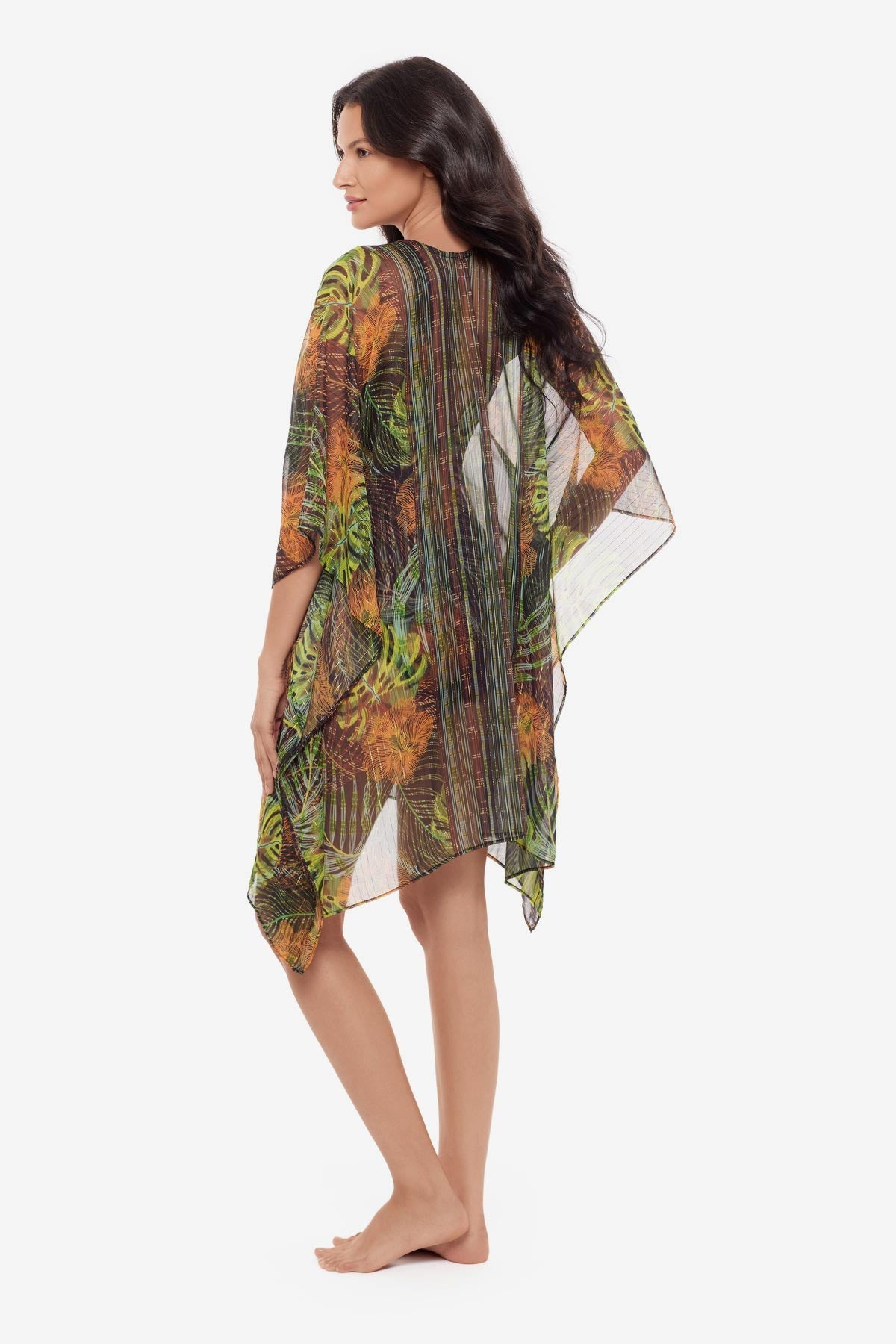 Miraclesuit Black/Multi Caftan Cover Up in Sunset Islet