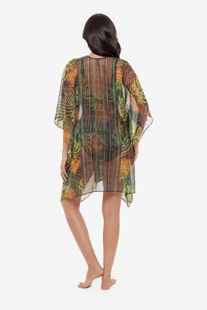 Miraclesuit Black/Multi Caftan Cover Up in Sunset Islet