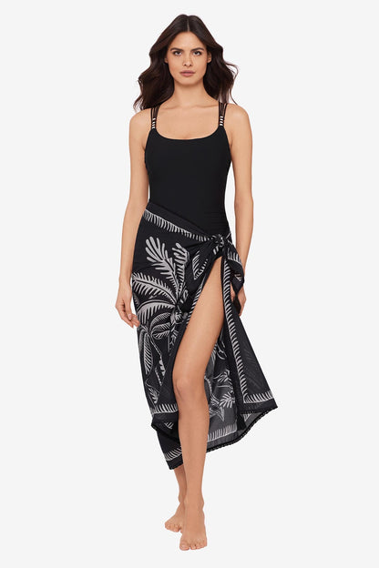 Miraclesuit Black/Multi Magicsuit Hearts Of Palm Pareo Swimwear Cover Up