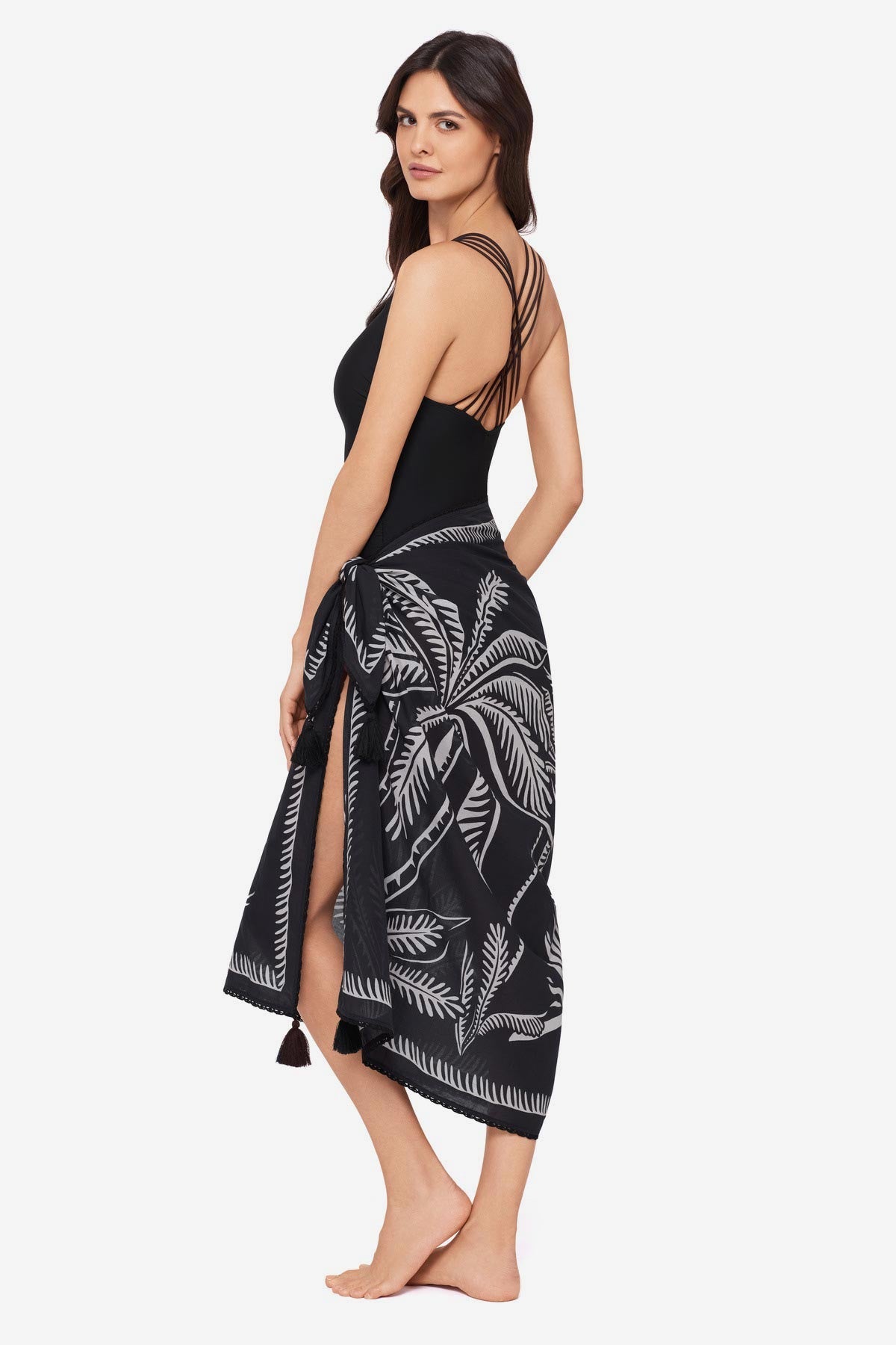 Miraclesuit Black/Multi Magicsuit Hearts Of Palm Pareo Swimwear Cover Up