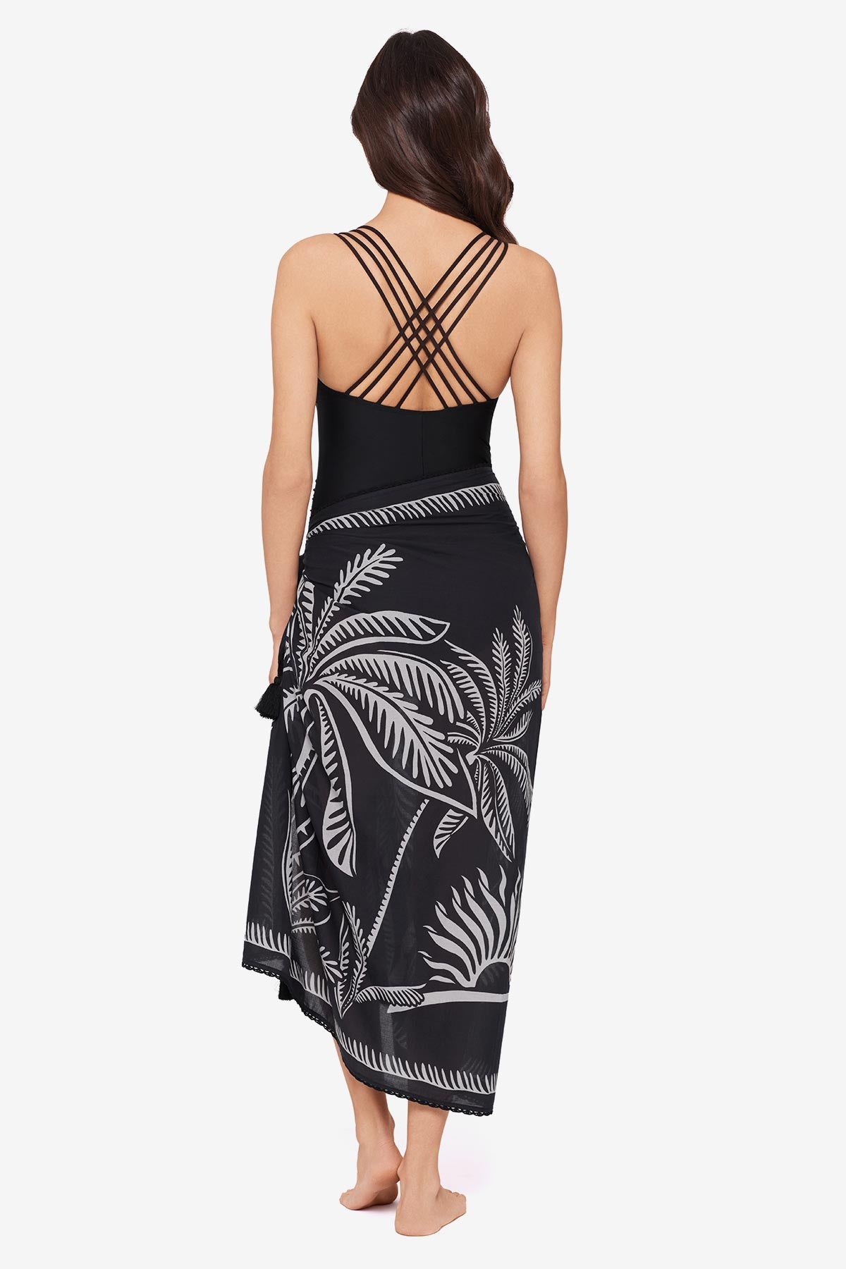 Miraclesuit Black/Multi Magicsuit Hearts Of Palm Pareo Swimwear Cover Up