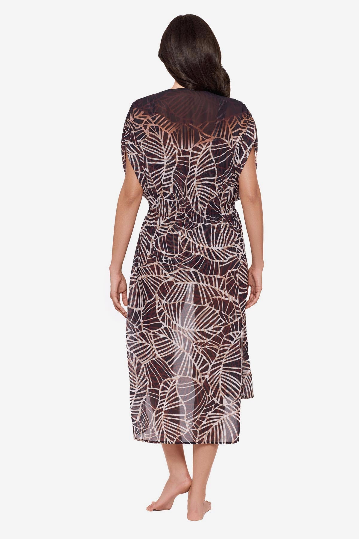 Miraclesuit Black/Multi Beaded Kimono Cover Up in Let's Be Fronds
