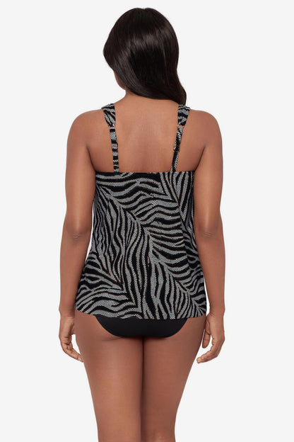 Miraclesuit Black/White DD-Cup Dazzle Tankini Top in Zirconic