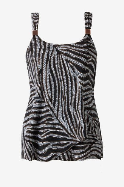 Miraclesuit Black/White DD-Cup Dazzle Tankini Top in Zirconic