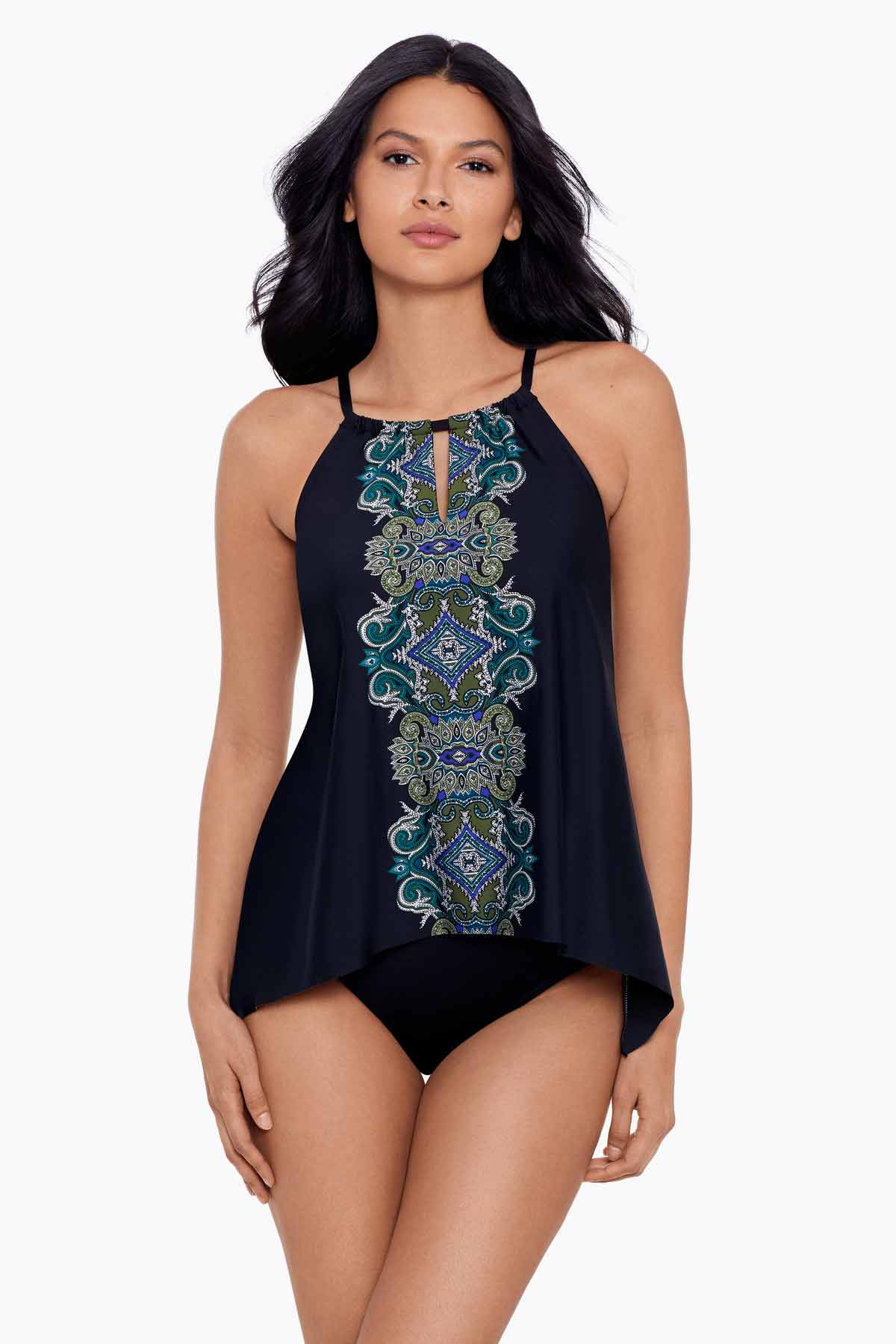 Miraclesuit Black/Multi Precioso Peephole Tankini Top DD-Cup