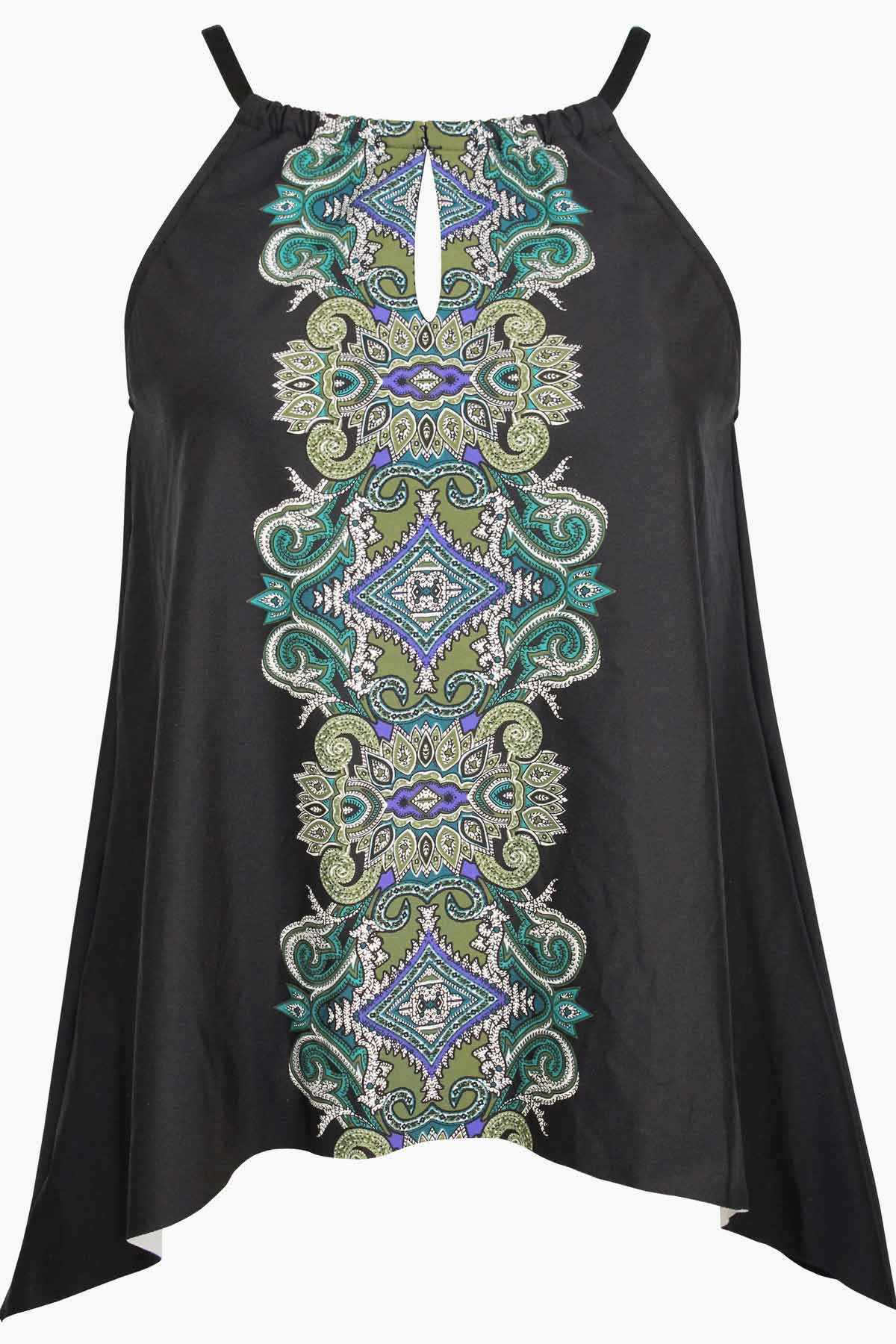Miraclesuit Black/Multi Precioso Peephole Tankini Top DD-Cup