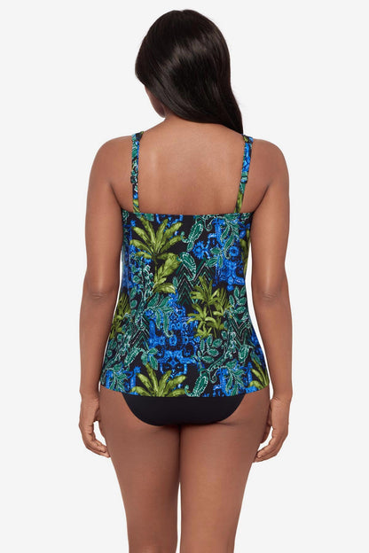 Miraclesuit Black/Multi DD-Cup Mirage Tankini Top in Gasparilla