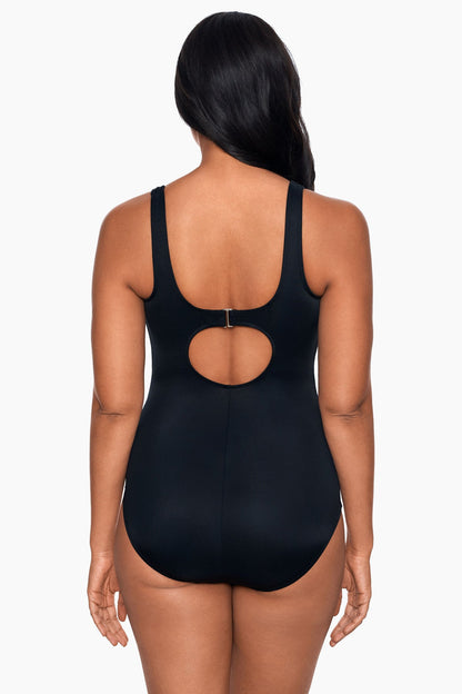 Miraclesuit Black/White Colorblock Helix One Piece Swimsuit DD-Cup