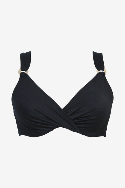 Miraclesuit Black Underwire Plunge Bra Top