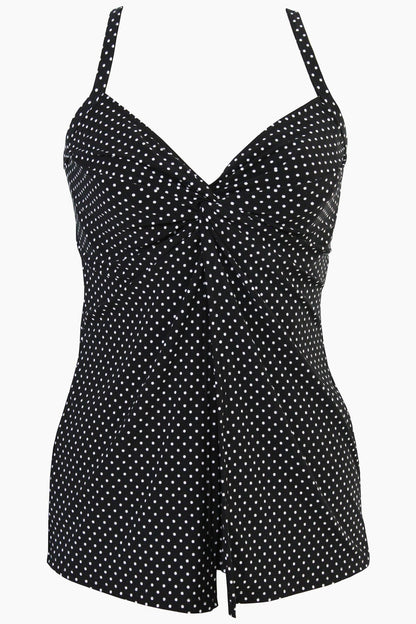 Miraclesuit Black/White Pin Point Love Knot Tankini DD-Cup