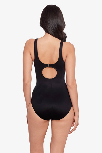 Miraclesuit Black/White Colorblock Helix One Piece Swimsuit DDD-Cup