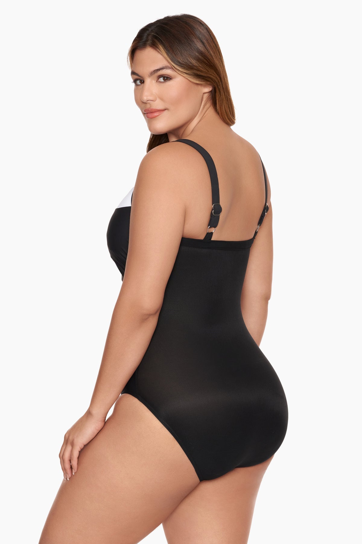 Miraclesuit Black/White Colorblock Kara One Piece Swimsuit DD-Cup