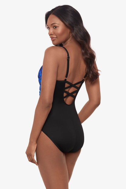 Miraclesuit Blue/Black Paka Mayan Temptation One Piece Swimsuit DD-Cup