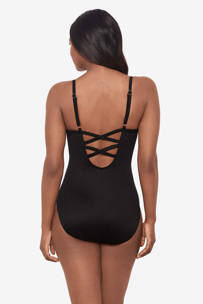 Miraclesuit Blue/Black Paka Mayan Temptation One Piece Swimsuit DD-Cup