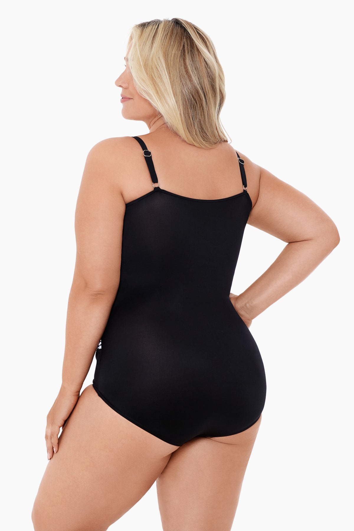 Miraclesuit Black/White Plus Size Sub Rosa Sanibel One Piece Swimsuit
