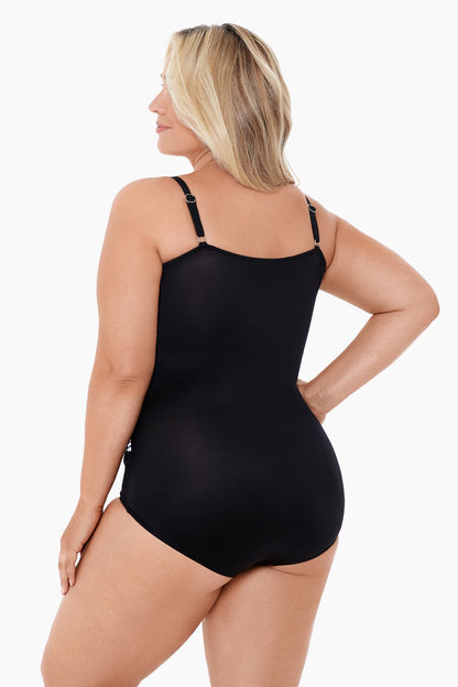 Miraclesuit Black/White Plus Size Sub Rosa Sanibel One Piece Swimsuit
