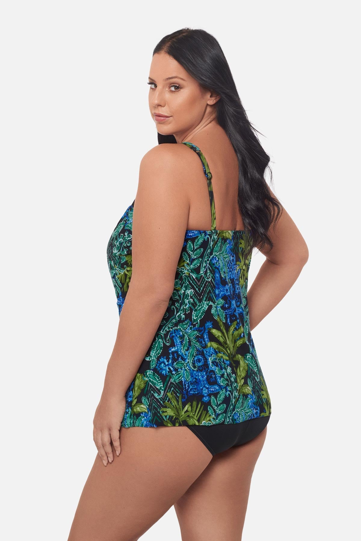 Miraclesuit Black/Multi Plus Size Mirage Tankini Top in Gasparilla
