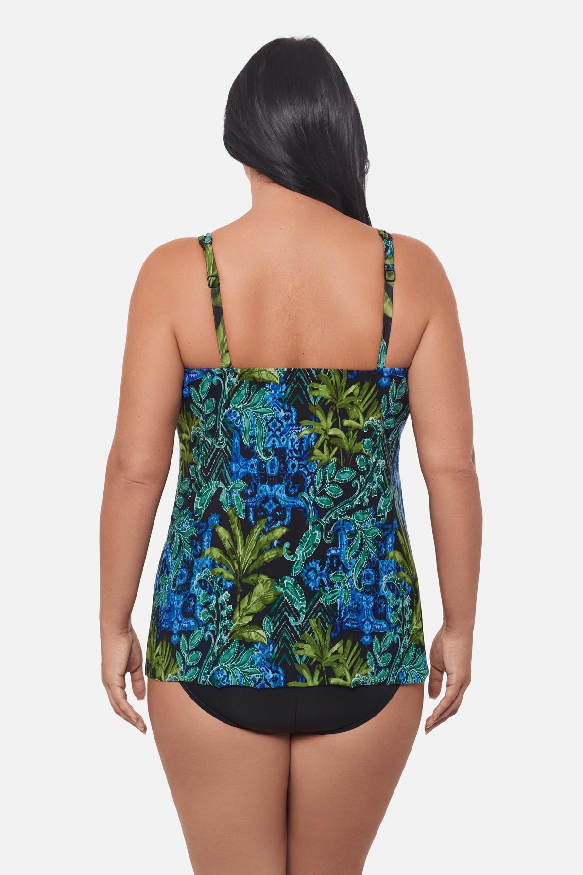 Miraclesuit Black/Multi Plus Size Mirage Tankini Top in Gasparilla