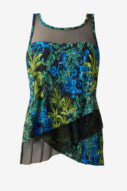 Miraclesuit Black/Multi Plus Size Mirage Tankini Top in Gasparilla