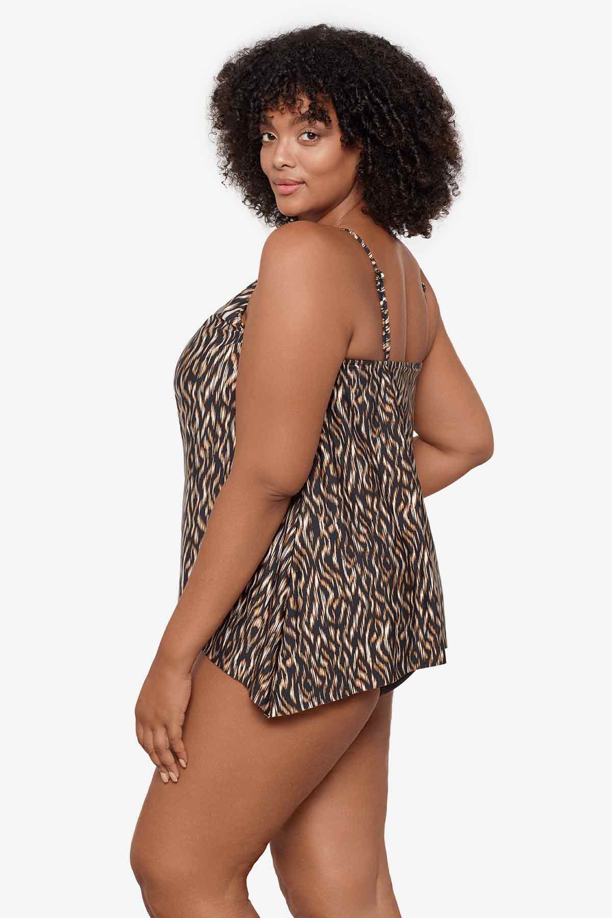 Miraclesuit Black/Multi Plus Size Topkapi Peephole Tankini Top