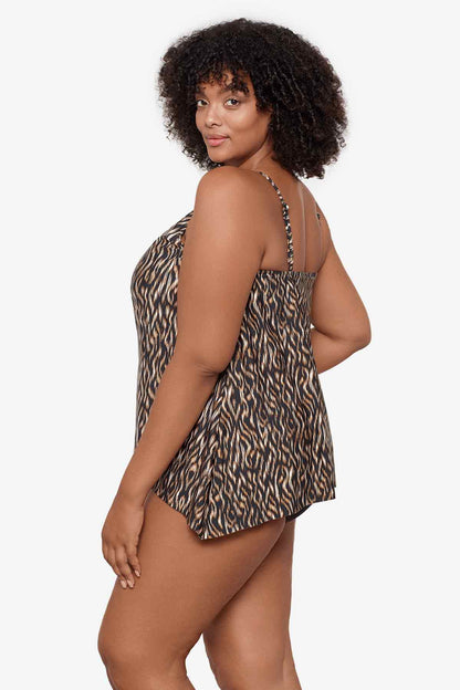 Miraclesuit Black/Multi Plus Size Topkapi Peephole Tankini Top