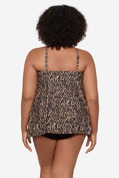 Miraclesuit Black/Multi Plus Size Topkapi Peephole Tankini Top