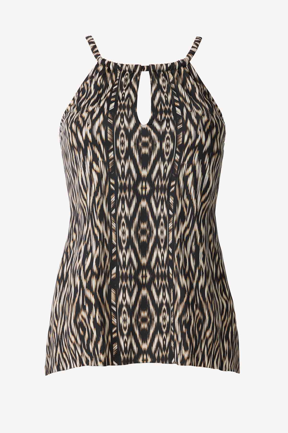Miraclesuit Black/Multi Plus Size Topkapi Peephole Tankini Top