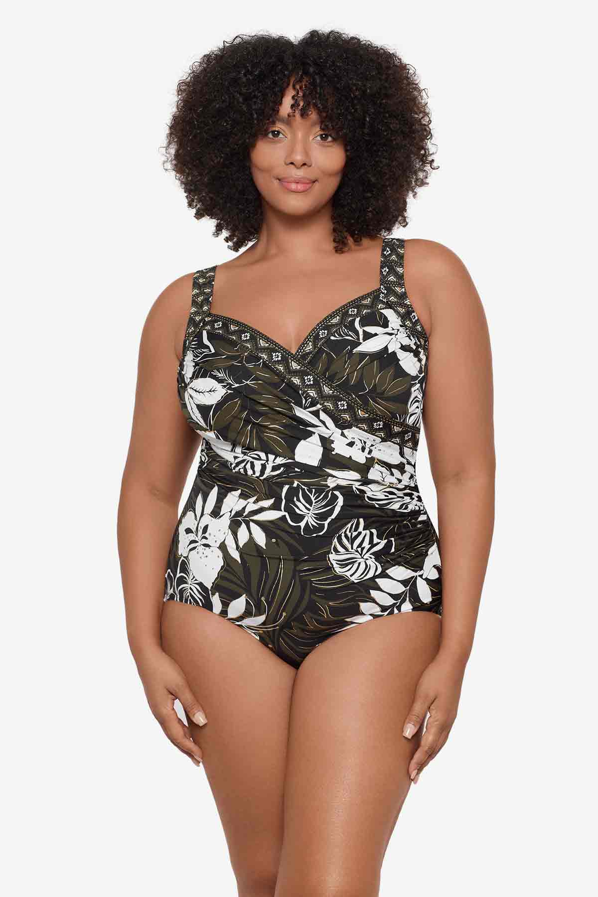 Miraclesuit Black/Multi Plus Size Elle Dorado Sanibel One Piece Swimsuit