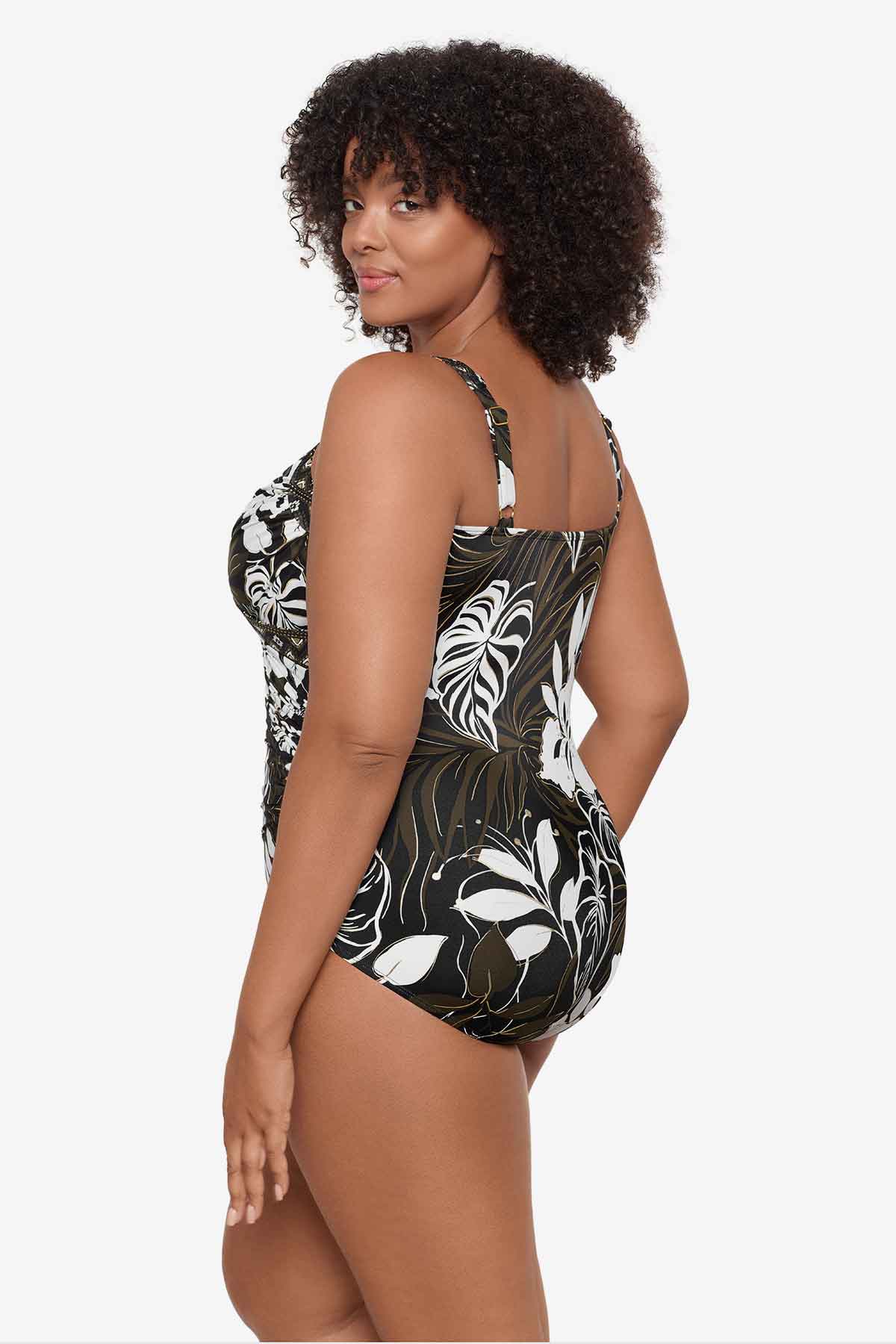 Miraclesuit Black/Multi Plus Size Elle Dorado Sanibel One Piece Swimsuit