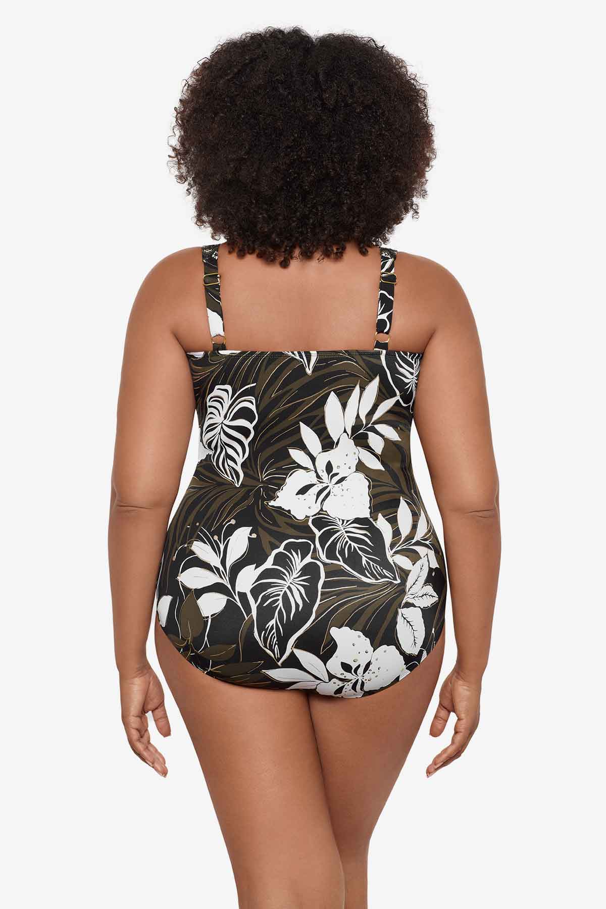 Miraclesuit Black/Multi Plus Size Elle Dorado Sanibel One Piece Swimsuit