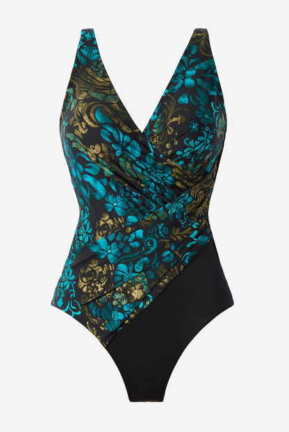 Miraclesuit Black/Multi Plus Size Flor De Mare Oceanus One Piece Swimsuit