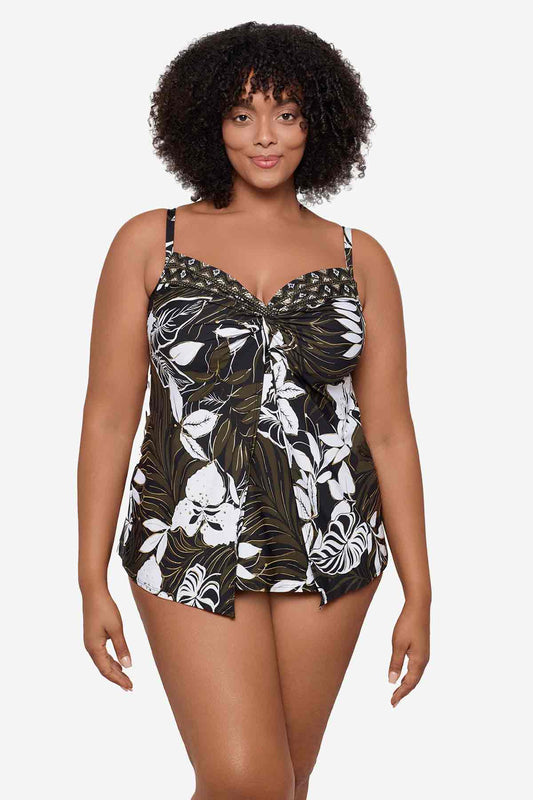 Miraclesuit Black/Multi Plus Size Elle Dorado Love Knot Tankini Top